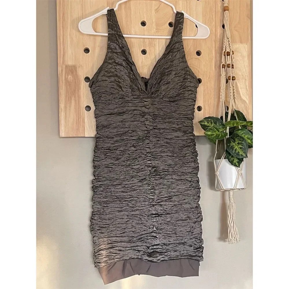 Nicole Miller Women's Gray Ruched Bodycon Cocktail Dress‎ Size 8